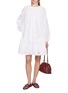 Figure View - Click To Enlarge - MERLETTE - Long Raglan Sleeve Eyelet Tiered Cotton Dress
