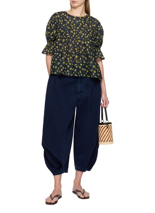 Figure View - Click To Enlarge - MERLETTE - Rounded Yoke Tiered Cotton Top