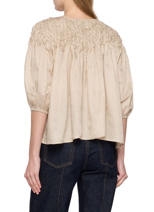 Back View - Click To Enlarge - MERLETTE - Hand Smocked Puff Sleeve Blouse