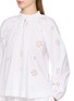  - MERLETTE - Long Sleeve Ruffled Collar Eyelet Cotton Silk Top