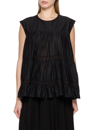 Main View - Click To Enlarge - MERLETTE - Cap Sleeve Tiered Cotton Blouse