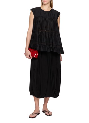 Figure View - Click To Enlarge - MERLETTE - Cap Sleeve Tiered Cotton Blouse