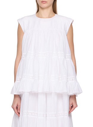 Main View - Click To Enlarge - MERLETTE - Cap Sleeve Tiered Cotton Blouse