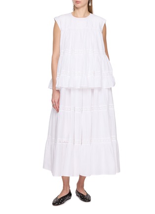 Figure View - Click To Enlarge - MERLETTE - Cap Sleeve Tiered Cotton Blouse