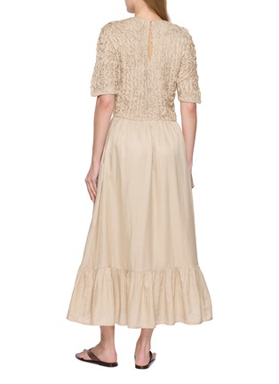 Back View - Click To Enlarge - MERLETTE - Hand Smocked Bodice Cotton Silk Tiered Dress