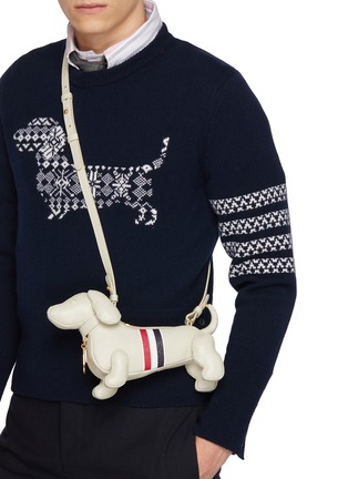Figure View - Click To Enlarge - THOM BROWNE - Mini Hector Grained Leather Crossbody Bag
