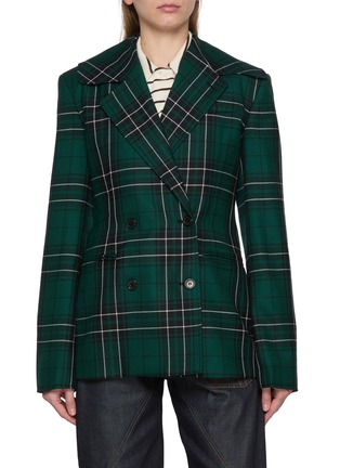 Main View - Click To Enlarge - JW ANDERSON - Cinched Waist Plaid Double Breasted Blazer