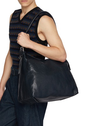 Figure View - Click To Enlarge - LEMAIRE - Belted Paper Lux Leather Hobo Bag