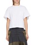 SACAI Flared Sleeve Hybrid Denim Jersey T-Shirt