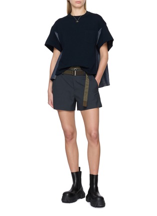 Figure View - Click To Enlarge - SACAI - Bicolour Contrast Denim Back T-Shirt