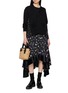 Figure View - Click To Enlarge - SACAI - Bifabric Floral Panel Cotton Knit Cardigan