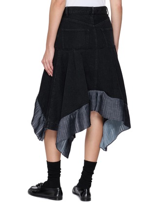 Back View - Click To Enlarge - SACAI - Asymmetrical Dark Wash Denim Midi Skirt