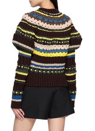 Back View - Click To Enlarge - SACAI - Juliet Sleeve Fair Isle High Neck Knit Cardigan