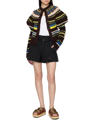 Figure View - Click To Enlarge - SACAI - Juliet Sleeve Fair Isle High Neck Knit Cardigan
