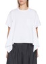 SACAI Asymmetrical Hem Denim Jersey Cotton T-Shirt