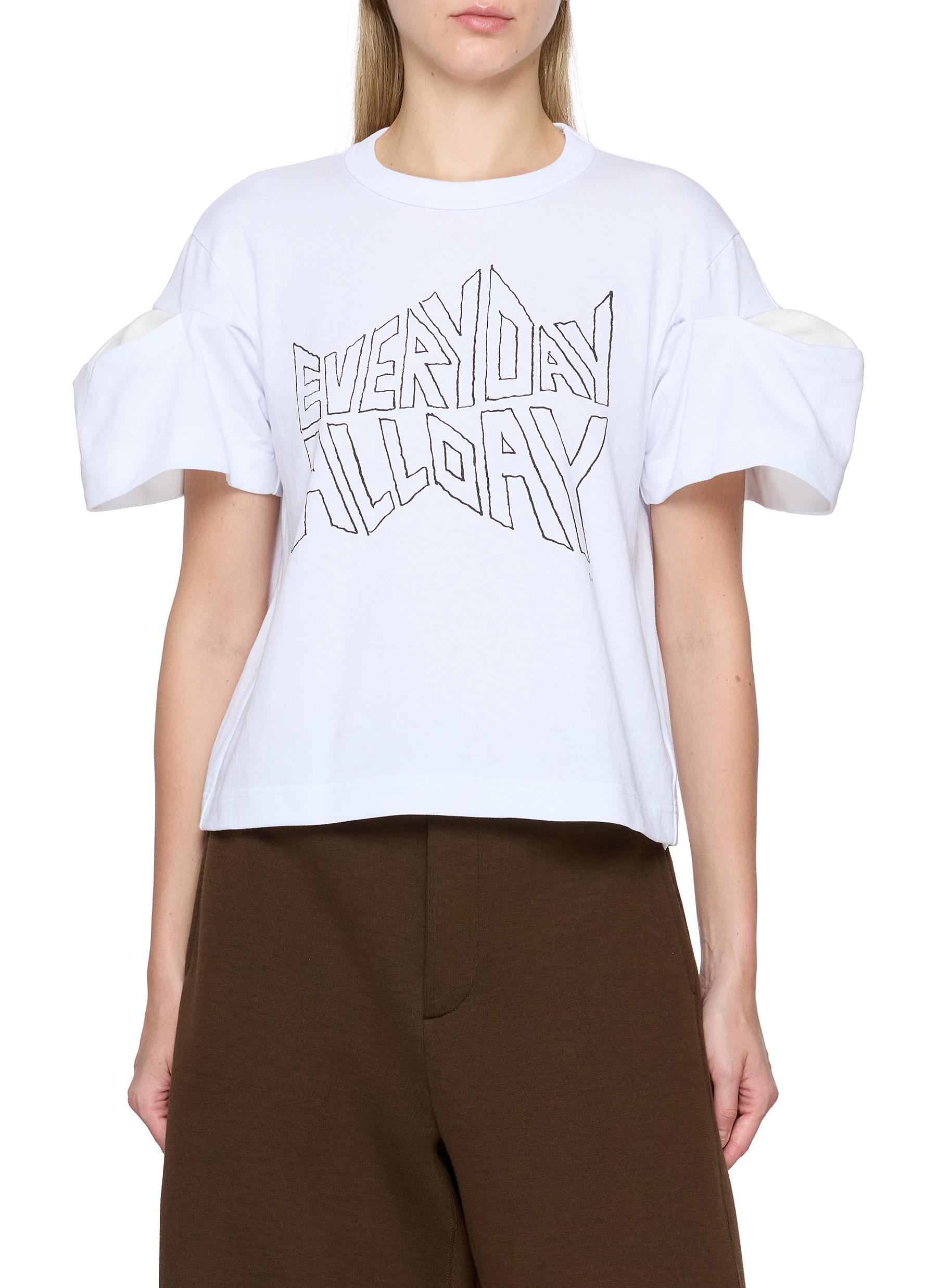 SACAI | Everyday Allday Print Drama Sleeve Cotton T-Shirt | Women