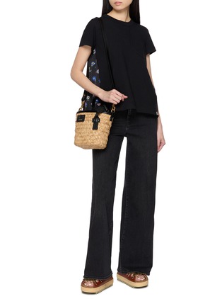 Figure View - Click To Enlarge - SACAI - Bifabric Floral Panel Cotton T-Shirt