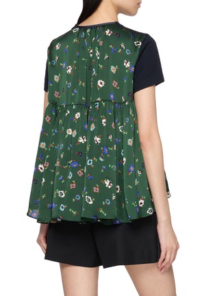 Back View - Click To Enlarge - SACAI - Bifabric Floral Panel Cotton T-Shirt