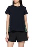 SACAI Bifabric Floral Panel Cotton T-Shirt