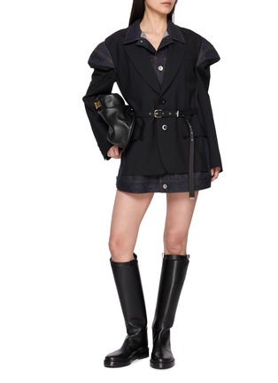 Figure View - Click To Enlarge - SACAI - Layered Belted Drape Sleeve Dress