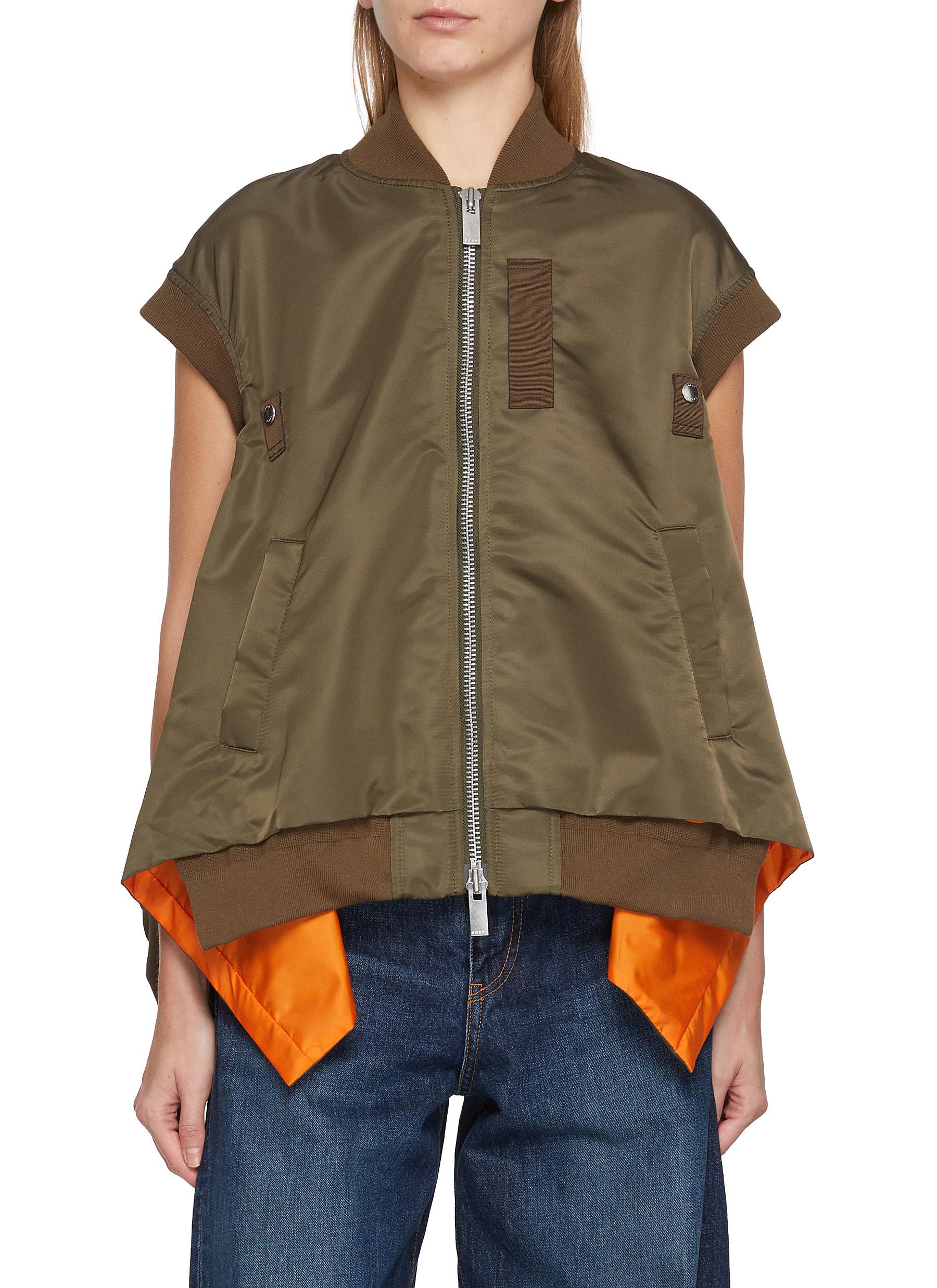 SACAI | Flared Asymmetrical Hem Bomber Vest | Women | Lane Crawford