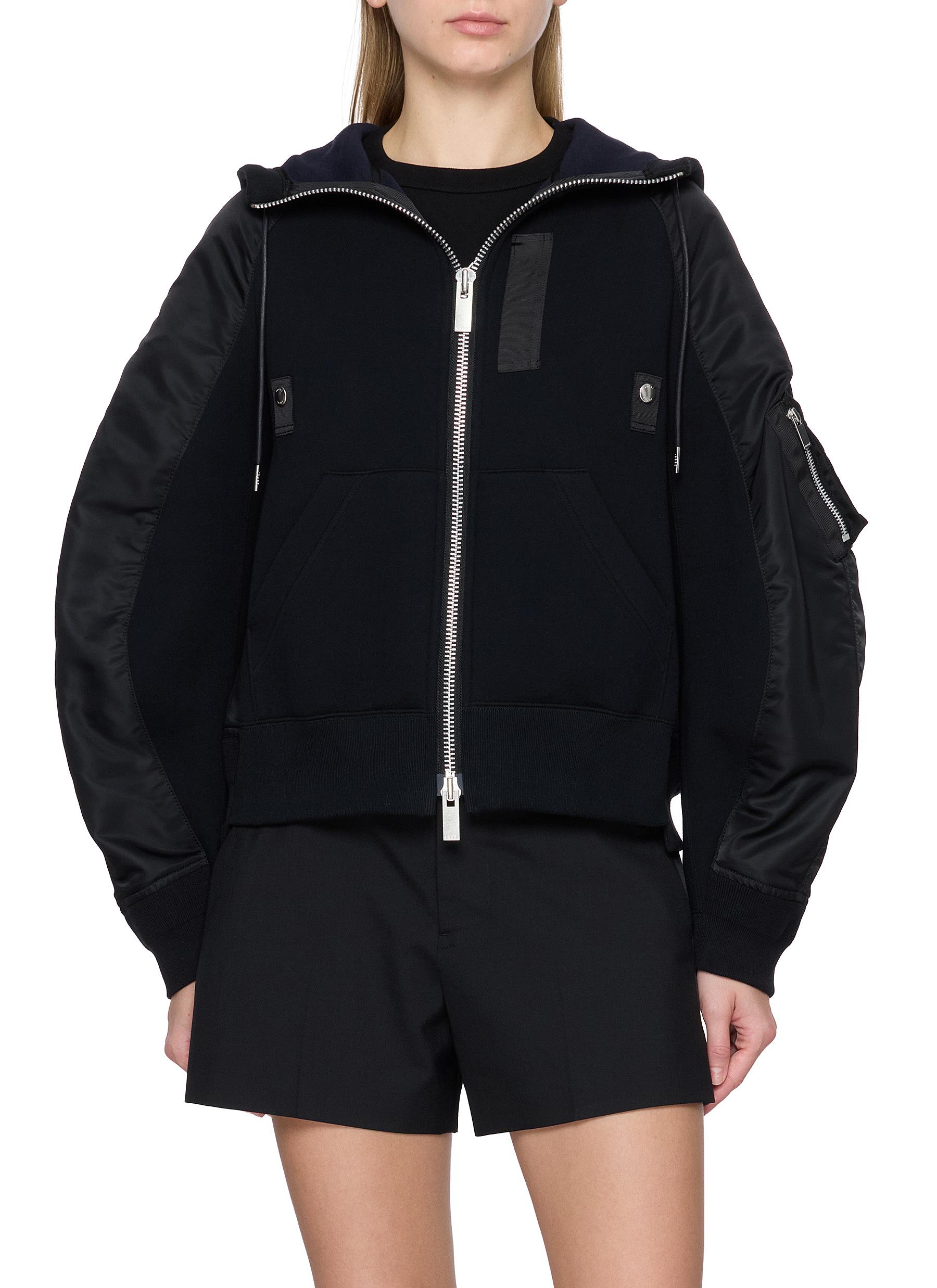 SACAI | Raglan Sleeve Zip Up Hoodie | Women | Lane Crawford