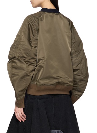 Back View - Click To Enlarge - SACAI - Bicolour Raglan Nylon Sleeve Knit Cardigan