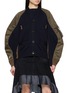 SACAI Bicolour Raglan Nylon Sleeve Knit Cardigan