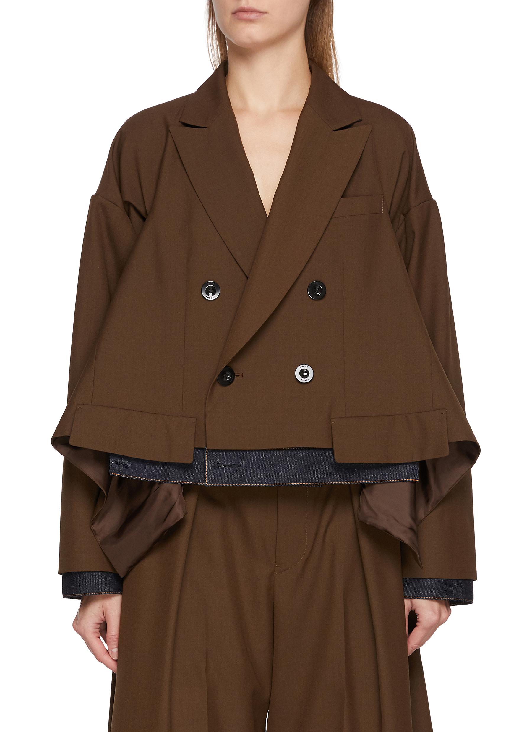 SACAI | Flared Double Breasted Cropped Jacket | Women | Lane Crawford