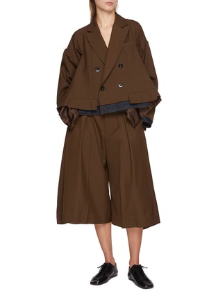 Figure View - Click To Enlarge - SACAI - Flared Double Breasted Cropped Jacket