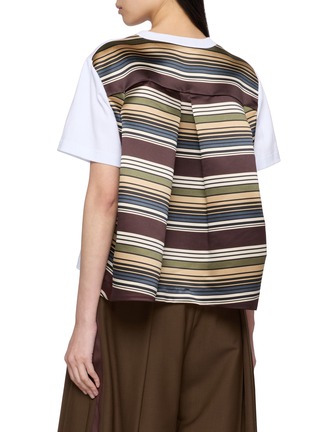 Back View - Click To Enlarge - SACAI - Striped Panel Cotton Jersey T-Shirt