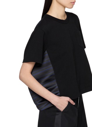  - SACAI - Striped Panel Cotton Jersey T-Shirt