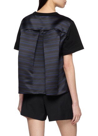 Back View - Click To Enlarge - SACAI - Striped Panel Cotton Jersey T-Shirt