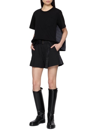 Figure View - Click To Enlarge - SACAI - Striped Panel Cotton Jersey T-Shirt