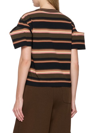 Back View - Click To Enlarge - SACAI - Stripe Drama Sleeve Cotton T-Shirt