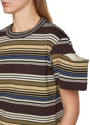  - SACAI - Striped Drama Sleeve T-Shirt