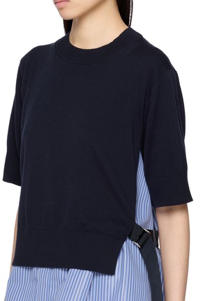  - SACAI - Poplin Peplum Panel Cotton Knit Top