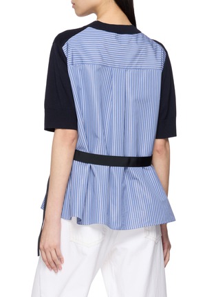 Back View - Click To Enlarge - SACAI - Poplin Peplum Panel Cotton Knit Top