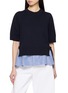 SACAI Poplin Peplum Panel Cotton Knit Top