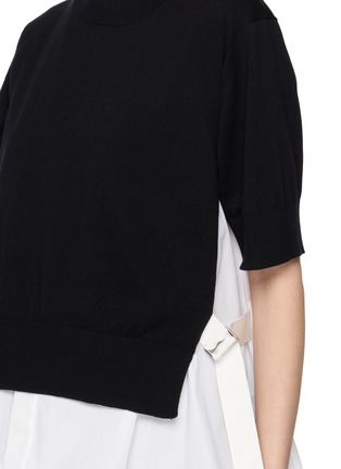  - SACAI - Poplin Peplum Panel Cotton Knit Top