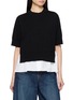 SACAI Poplin Peplum Panel Cotton Knit Top