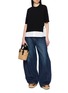 Figure View - Click To Enlarge - SACAI - Poplin Peplum Panel Cotton Knit Top