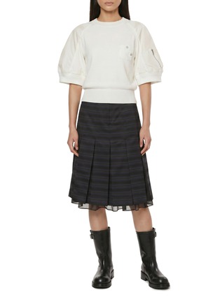 Figure View - Click To Enlarge - SACAI - Puff Sleeve Zippered Sleeve Pocket Top