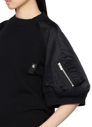  - SACAI - Puff Sleeve Nylon Panel Knit Top