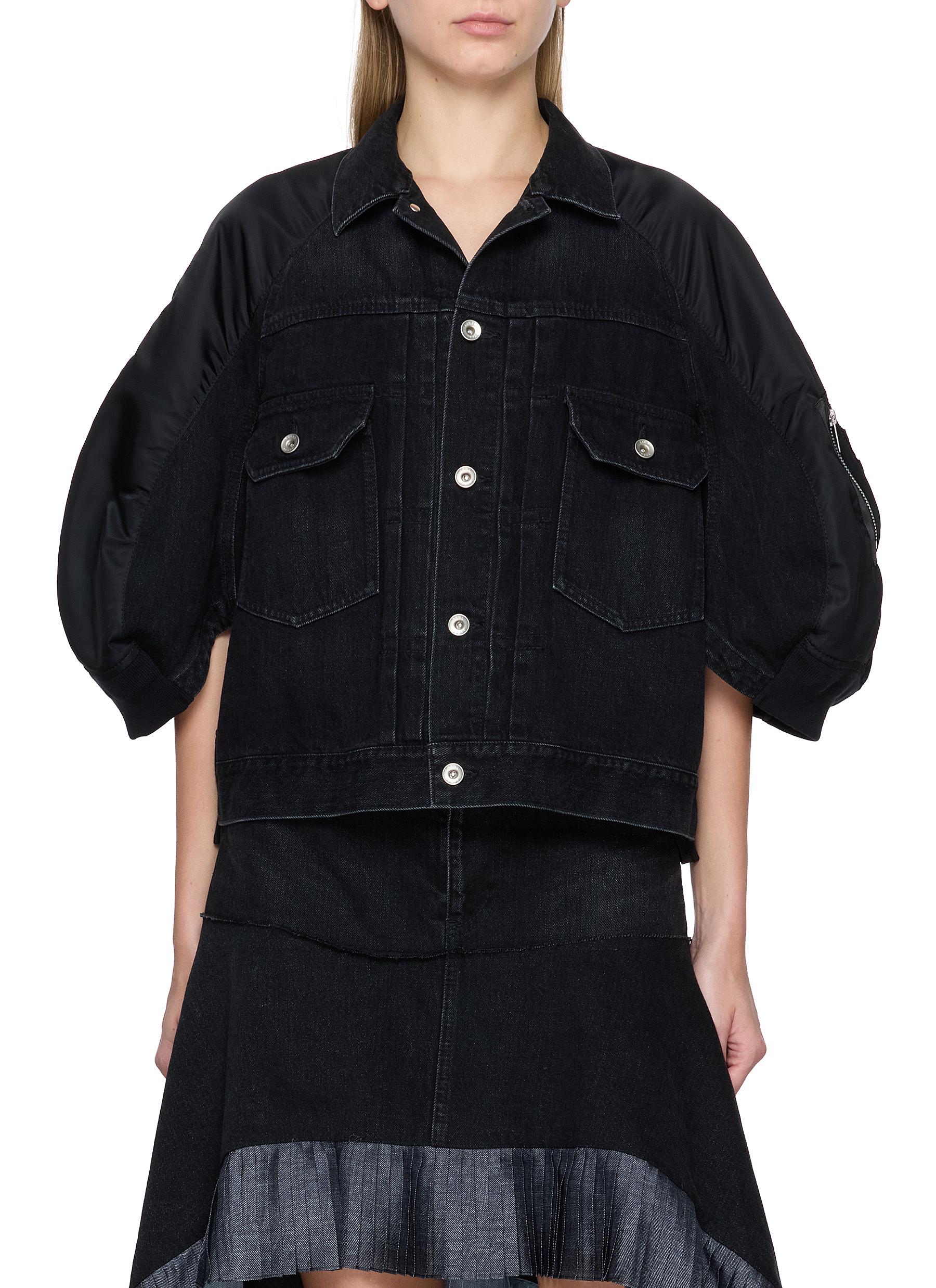 SACAI | Puff Sleeve Dark Wash Denim Jacket | Women | Lane Crawford