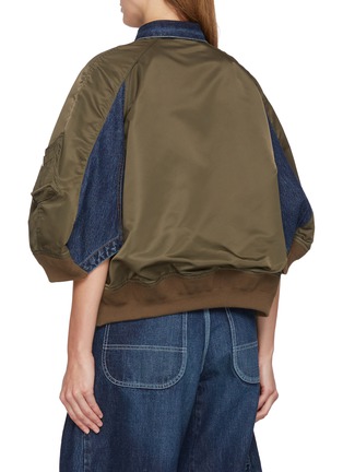 Back View - Click To Enlarge - SACAI - Hybrid Puff Sleeve Dark Wash Denim Jacket