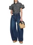 Figure View - Click To Enlarge - SACAI - Drama Sleeve Dark Wash Denim Shirt