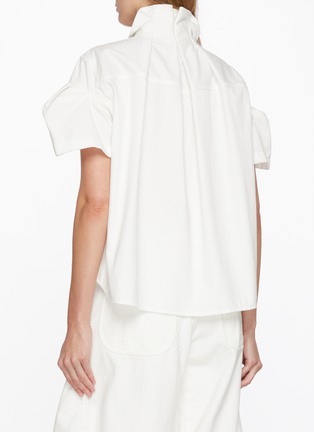 Back View - Click To Enlarge - SACAI - Flared Sleeve Light Wash Denim Shirt