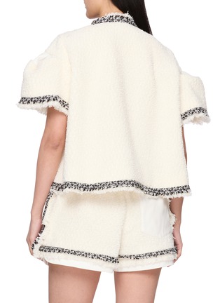 Back View - Click To Enlarge - SACAI - Drama Sleeve Contrast Trim Tweed Jacket
