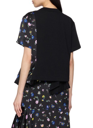 Back View - Click To Enlarge - SACAI - Bifabric Floral Panel Cotton T-Shirt